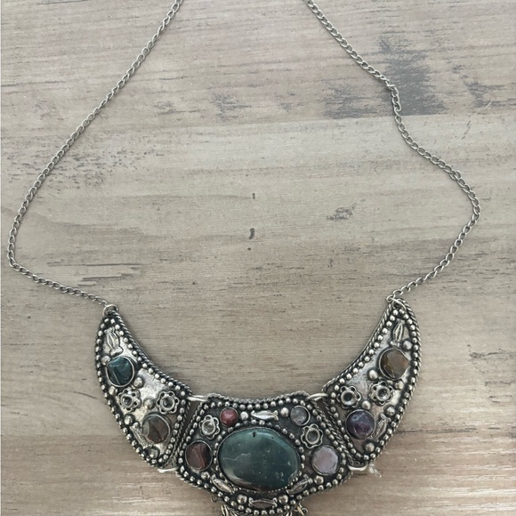 Vintage Silver Necklace with Multicolor Stones - Picture 4 of 7